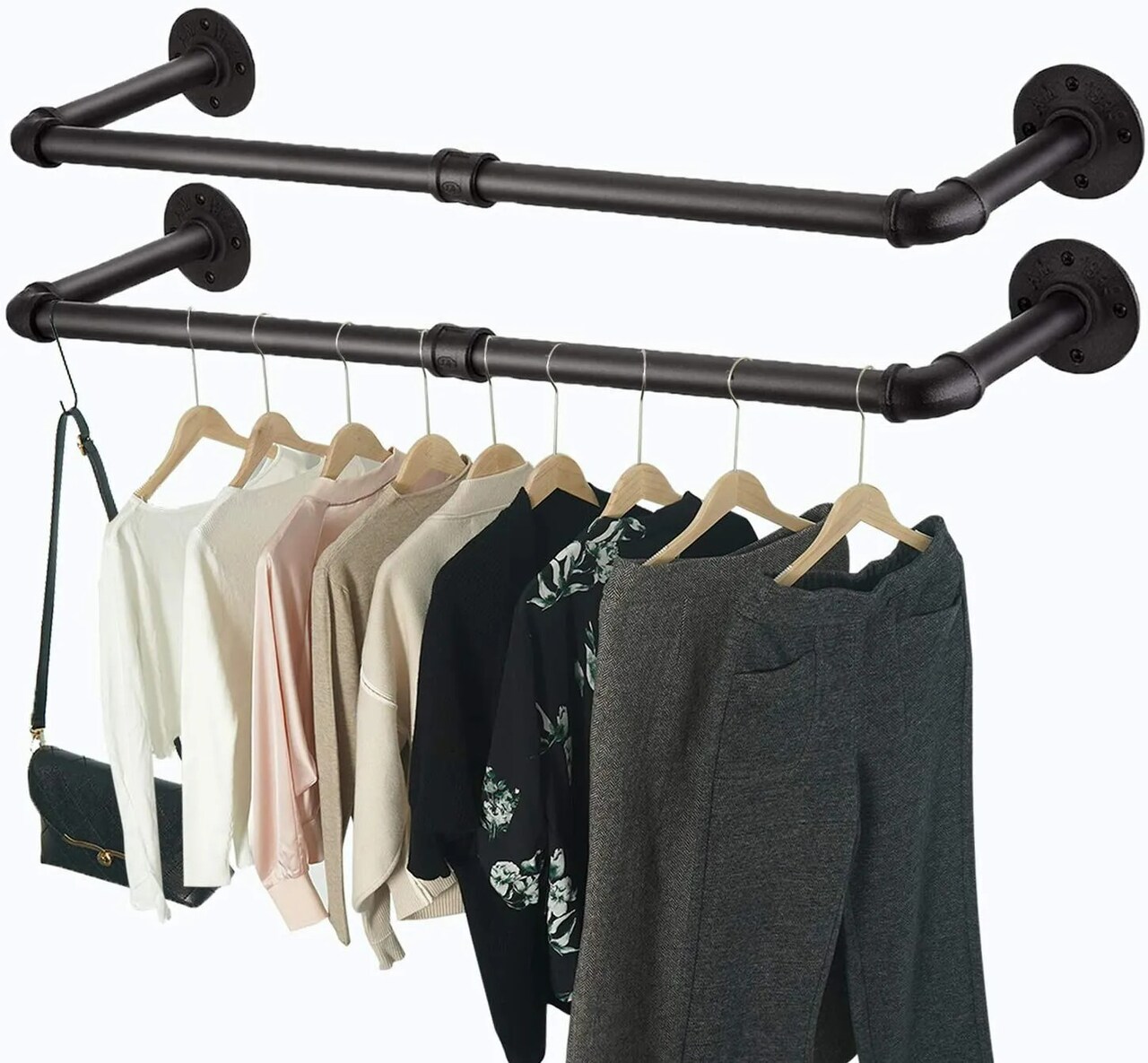 Durable Thick Metal Pipe Clothes Rack Closet Garment Hanging Bar